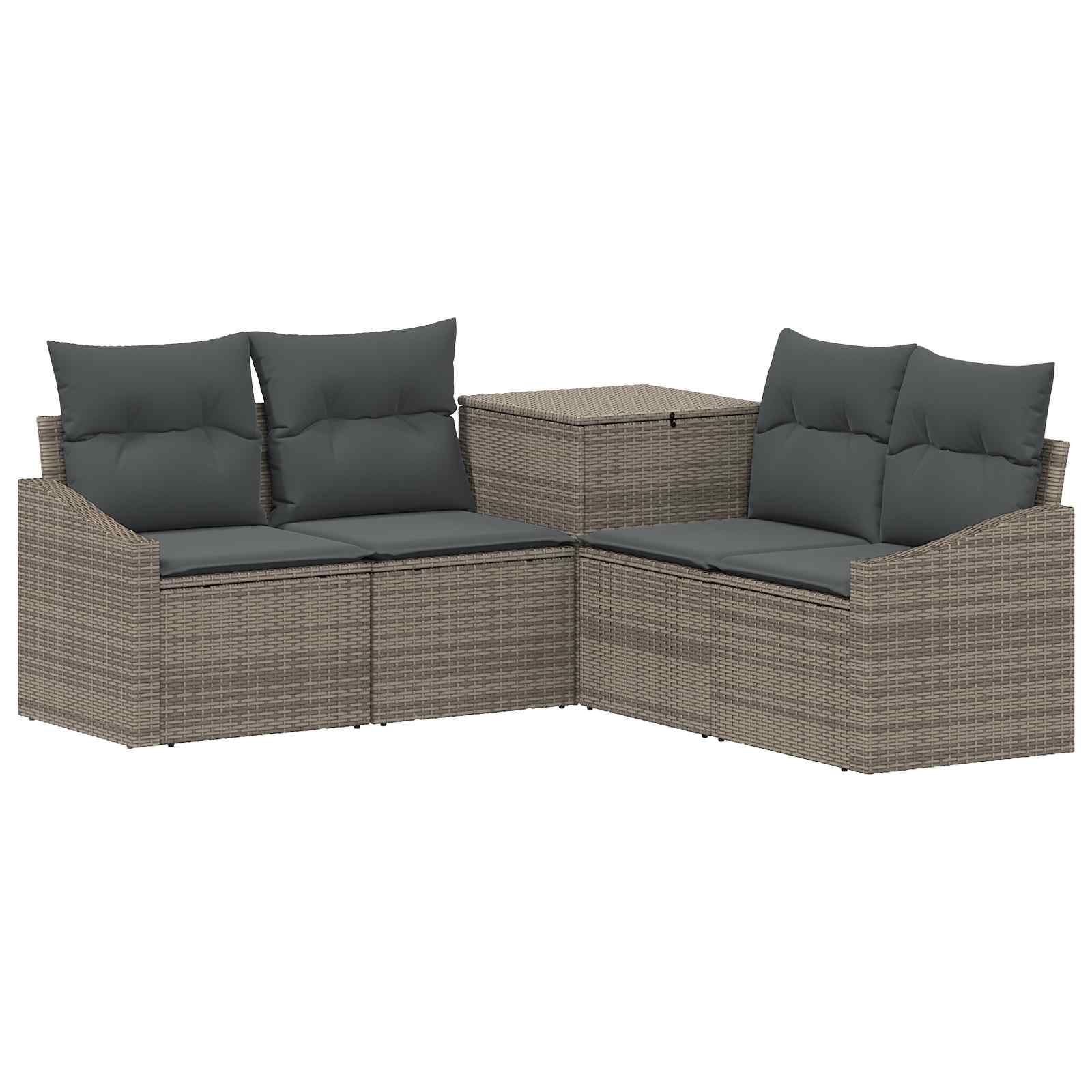 Sofa Set 5 stk. Grau und Dunkelgrau Polyrattan und Stahl