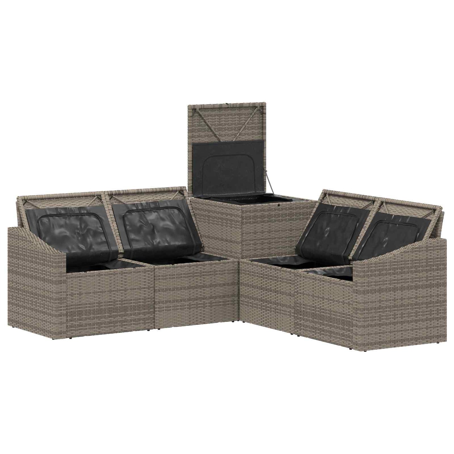 Sofa Set 5 stk. Grau und Dunkelgrau Polyrattan und Stahl