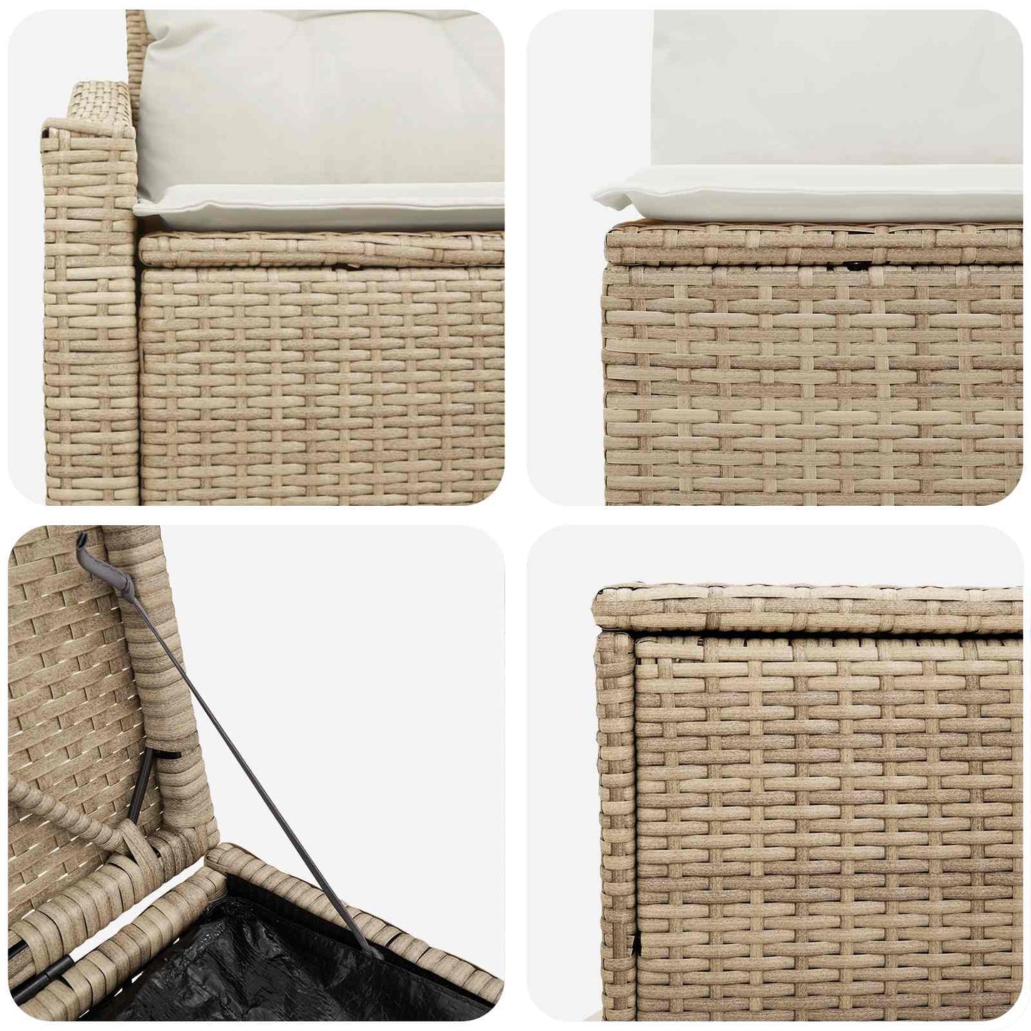 Sofa Set 5 stk. Beige und Cremeweiß Polyrattan und Stahl