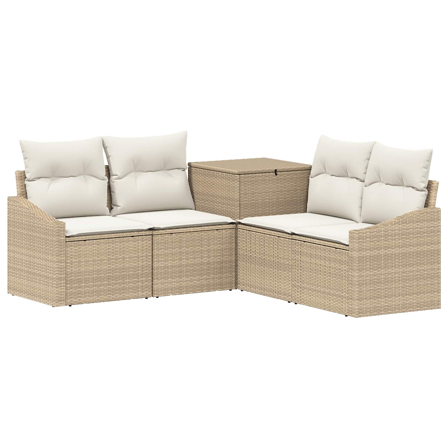 Sofa Set 5 stk. Beige und Cremeweiß Polyrattan und Stahl