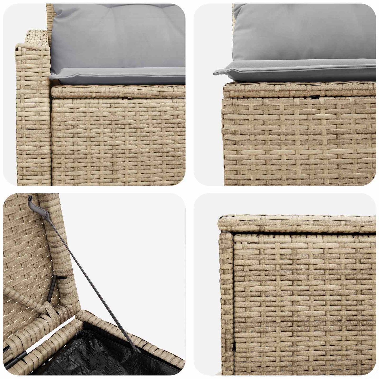 Sofa Set 5 stk. Beige und Hellgrau Polyrattan und Stahl