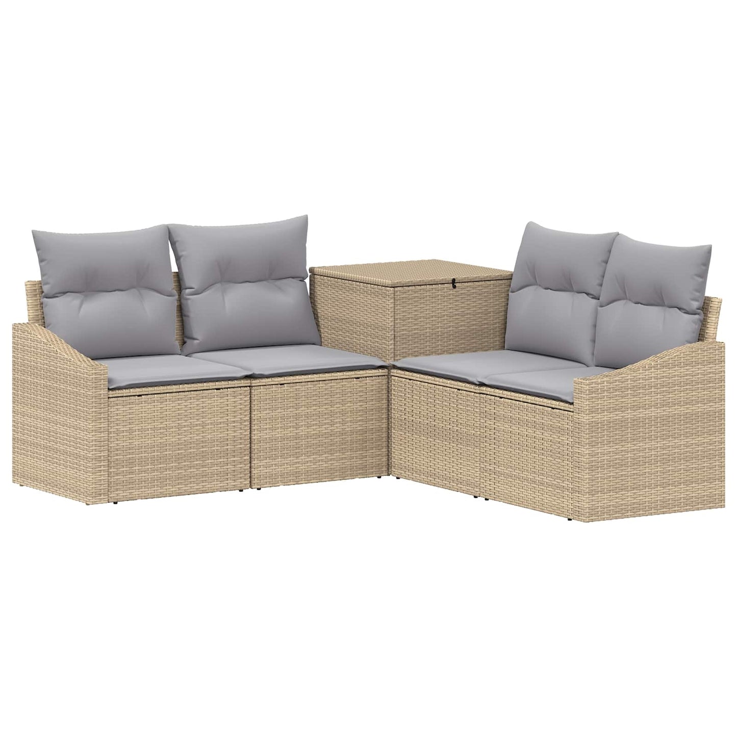 Sofa Set 5 stk. Beige und Hellgrau Polyrattan und Stahl