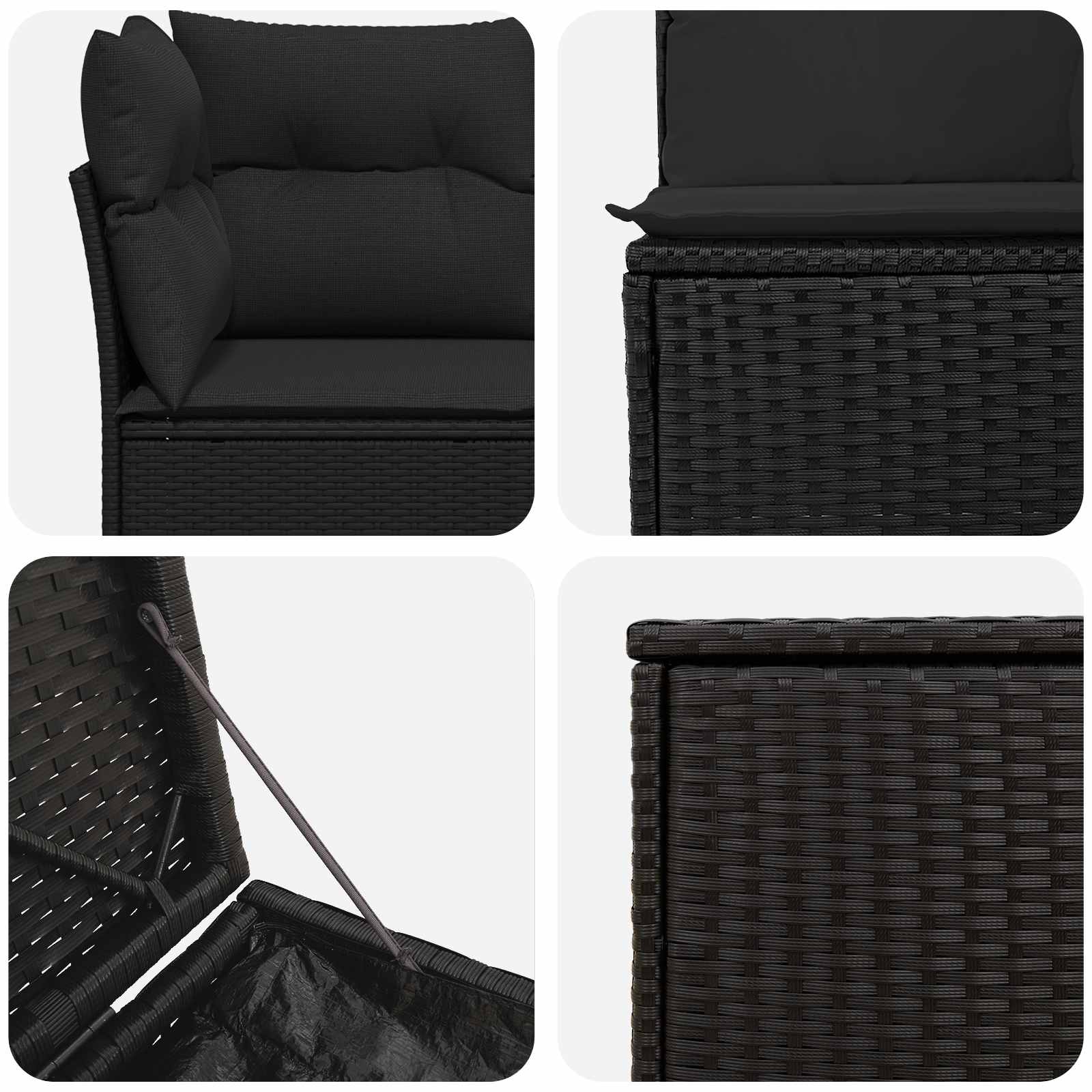 Sofa Set 5 stk. Schwarz Polyrattan und Stahl