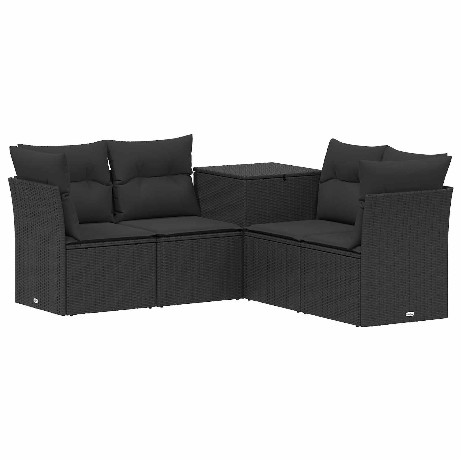 Sofa Set 5 stk. Schwarz Polyrattan und Stahl