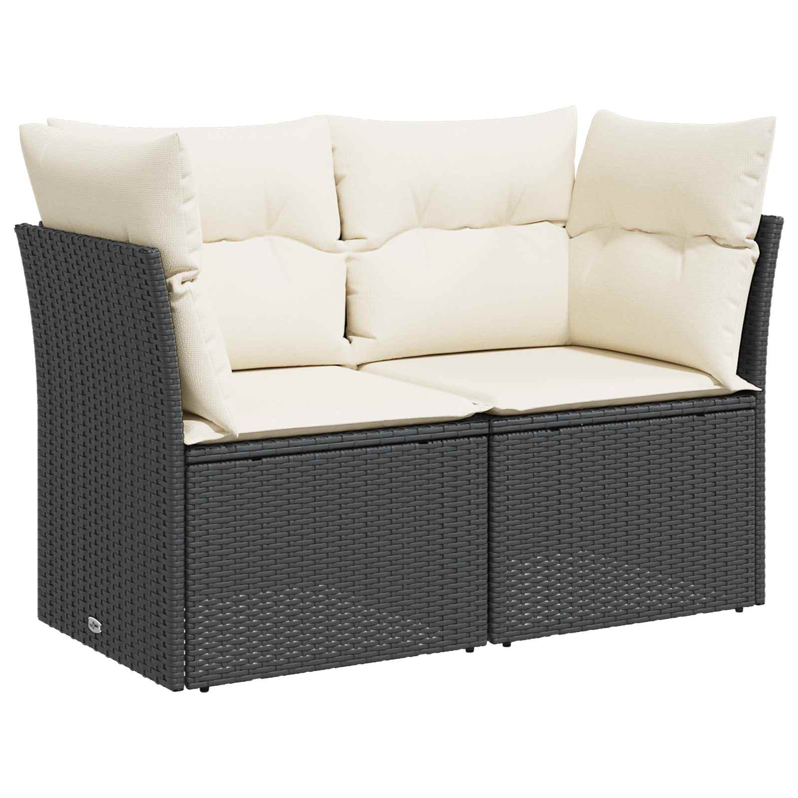 Sofa Set 5 stk. Schwarz und Cremeweiß Polyrattan und Stahl