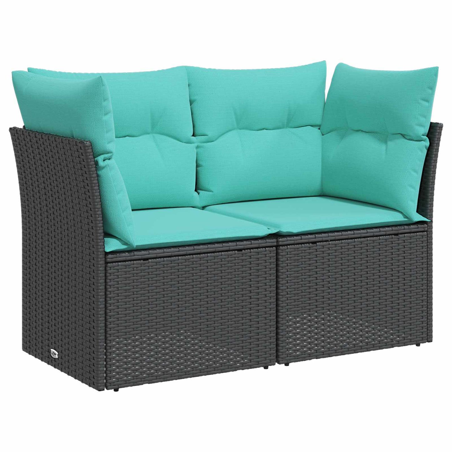 Sofa Set 5 stk. Schwarz und Blau Polyrattan und Stahl