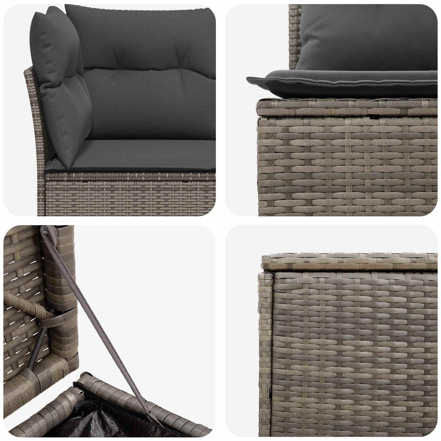 Sofa Set 5 stk. Grau und Dunkelgrau Polyrattan und Stahl