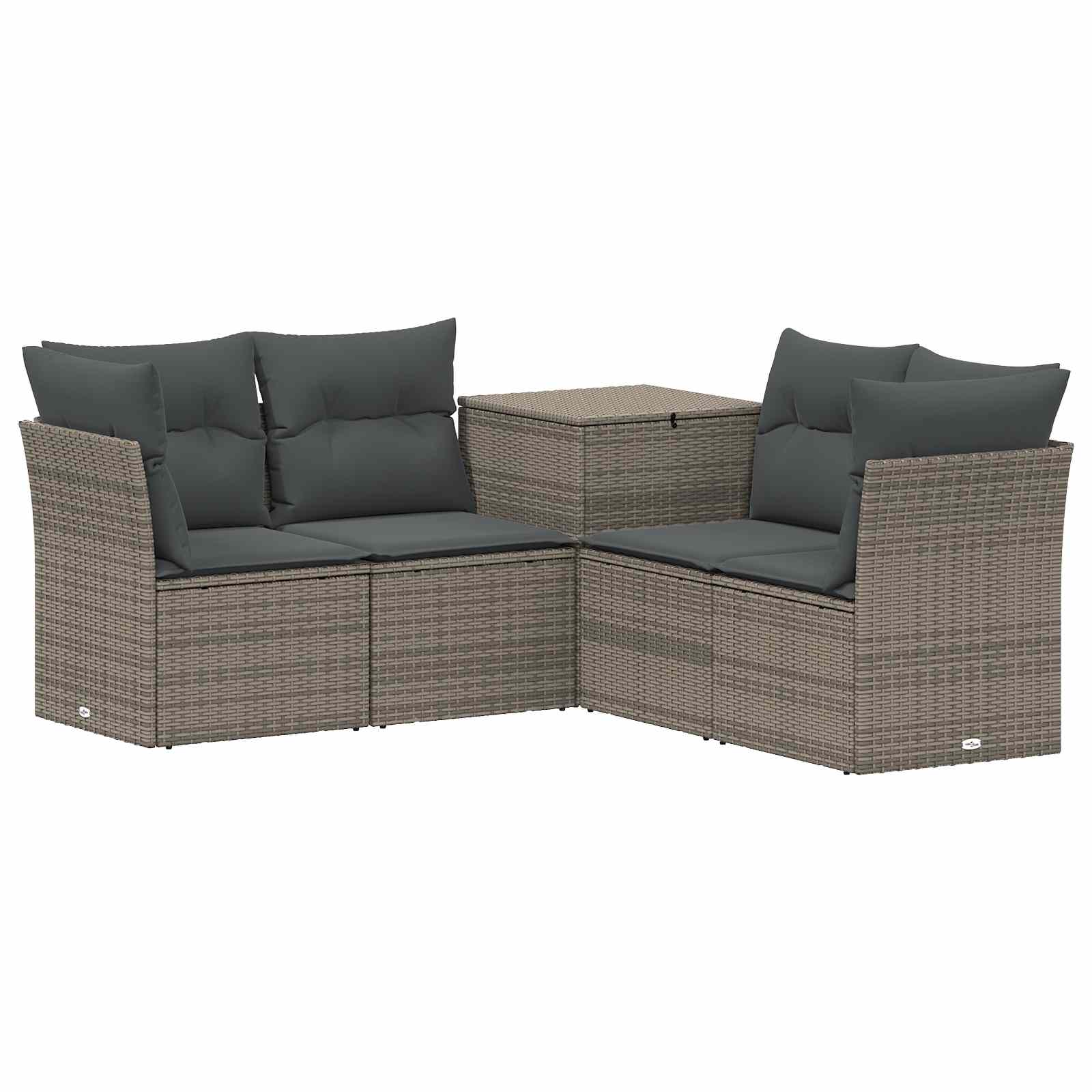 Sofa Set 5 stk. Grau und Dunkelgrau Polyrattan und Stahl