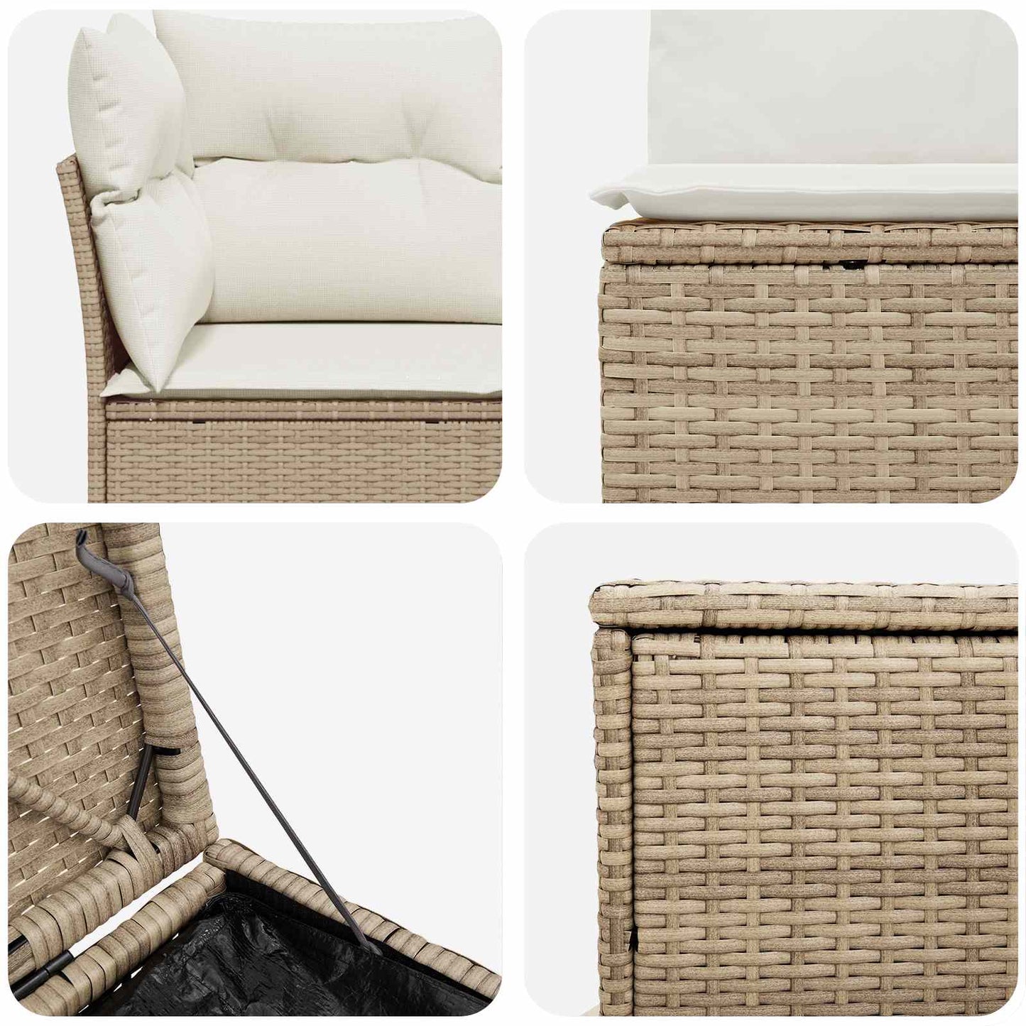 Sofa Set 5 stk. Beige und Cremeweiß Polyrattan und Stahl