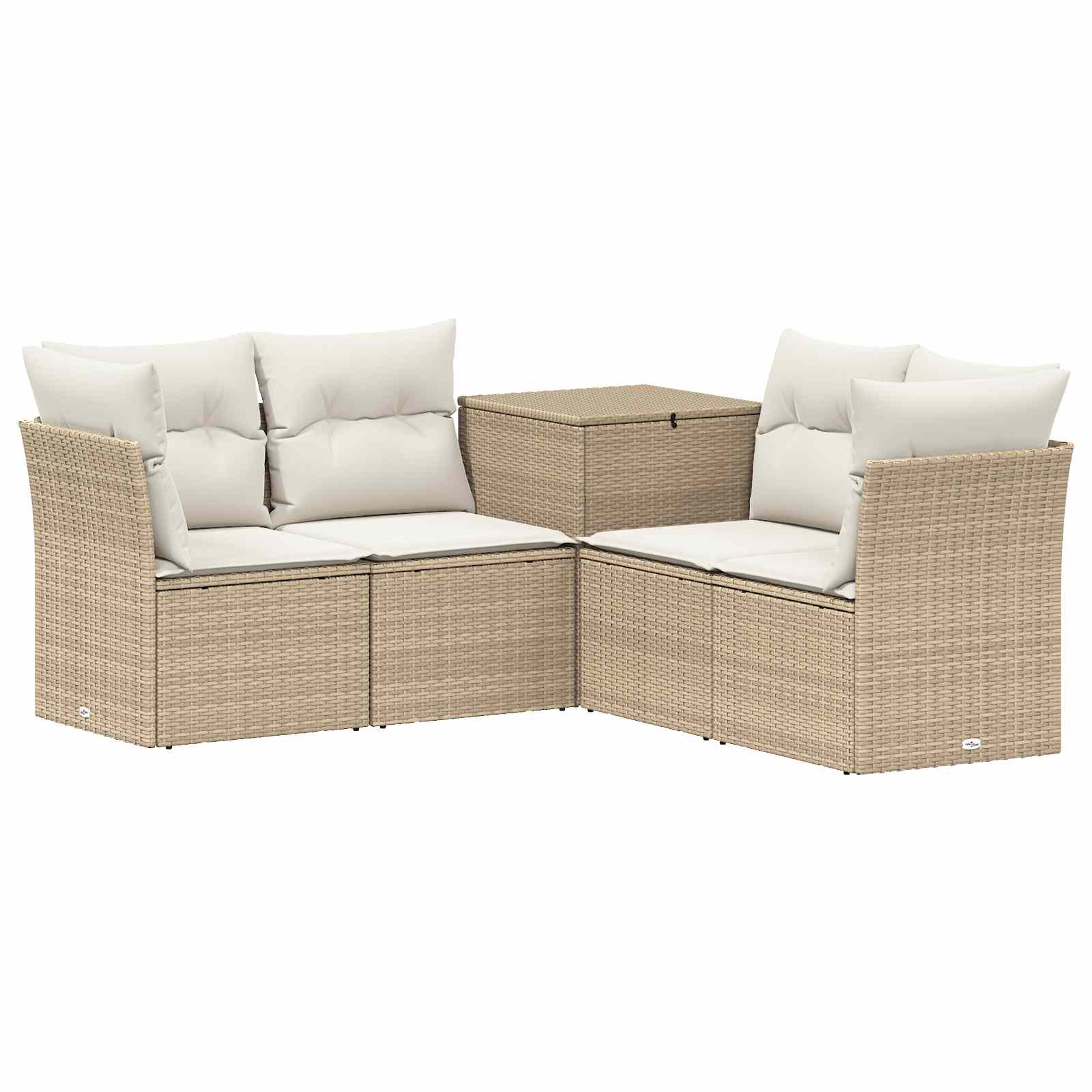 Sofa Set 5 stk. Beige und Cremeweiß Polyrattan und Stahl