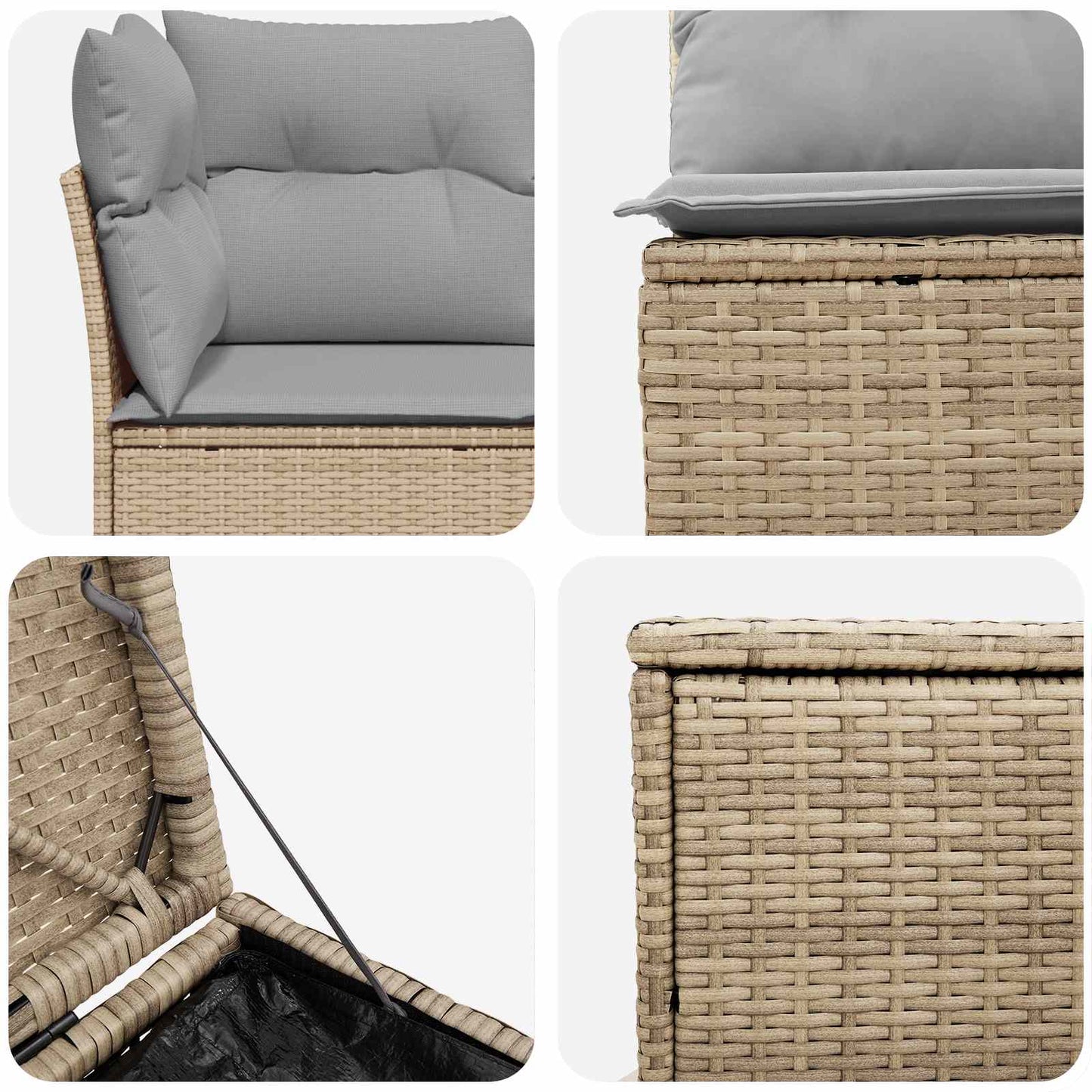 Sofa Set 5 stk. Beige und Hellgrau Polyrattan und Stahl