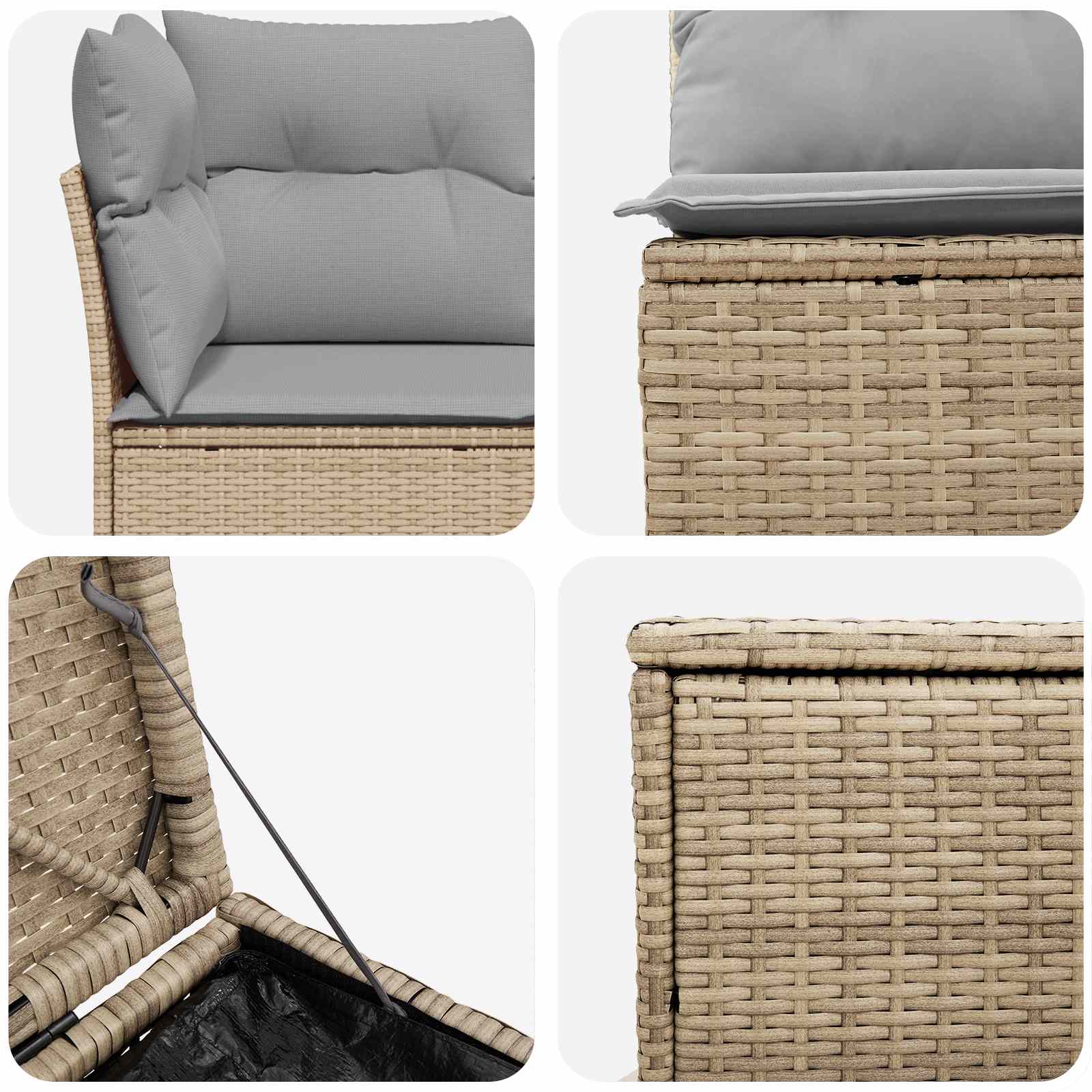 Sofa Set 5 stk. Beige und Hellgrau Polyrattan und Stahl