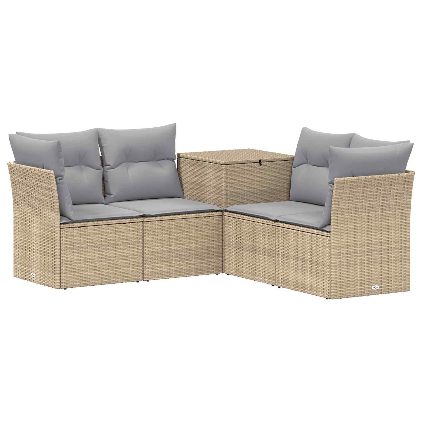 Sofa Set 5 stk. Beige und Hellgrau Polyrattan und Stahl