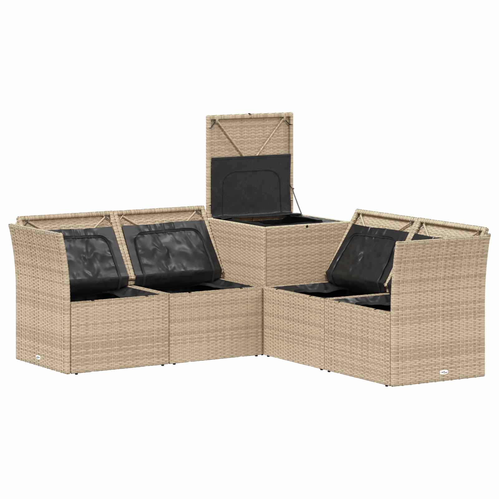 Sofa Set 5 stk. Beige und Hellgrau Polyrattan und Stahl