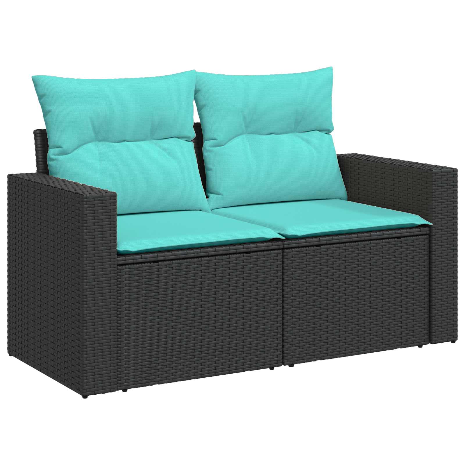Sofa Set 5 stk. Schwarz und Blau Polyrattan und Stahl