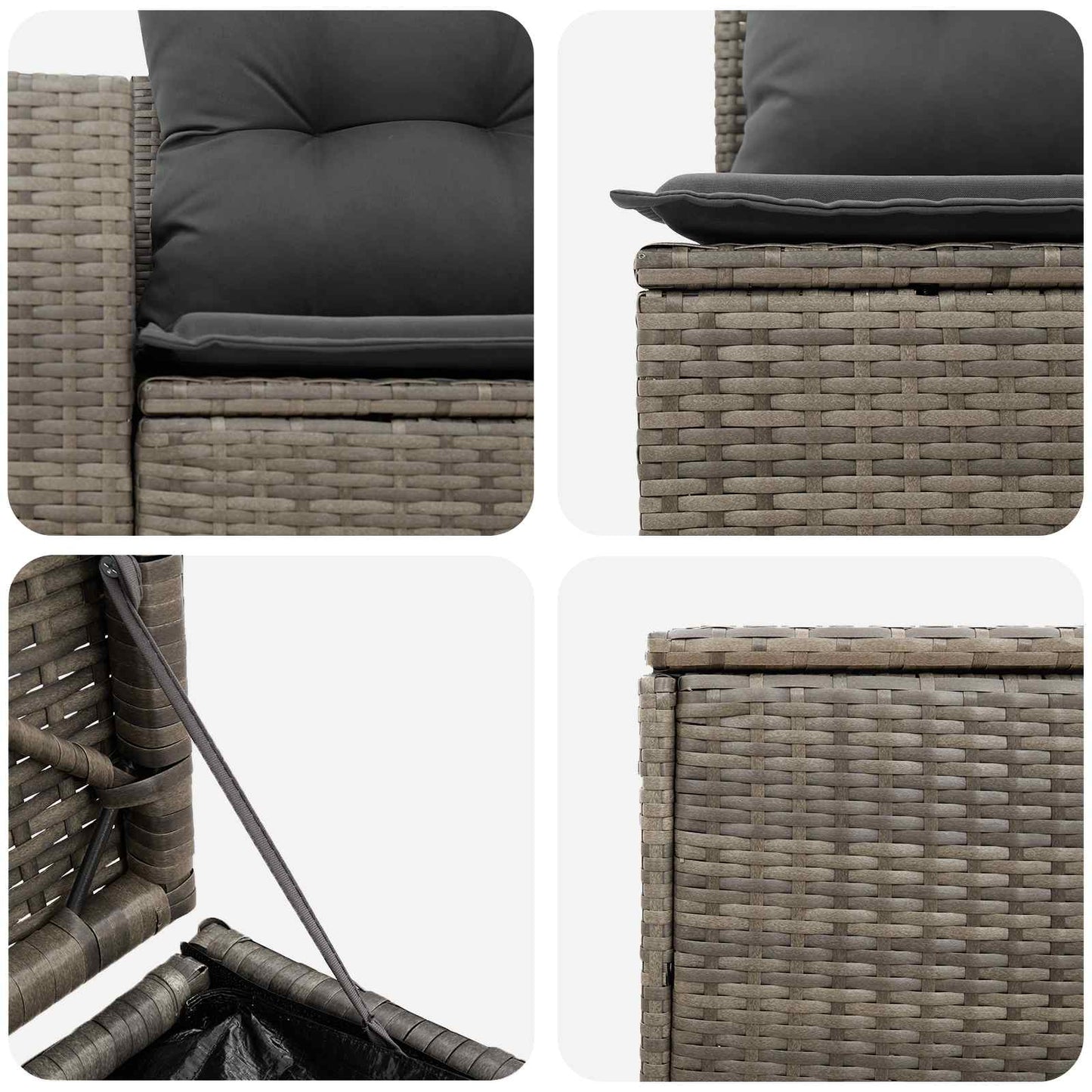 Sofa Set 5 stk. Grau und Dunkelgrau Polyrattan und Stahl