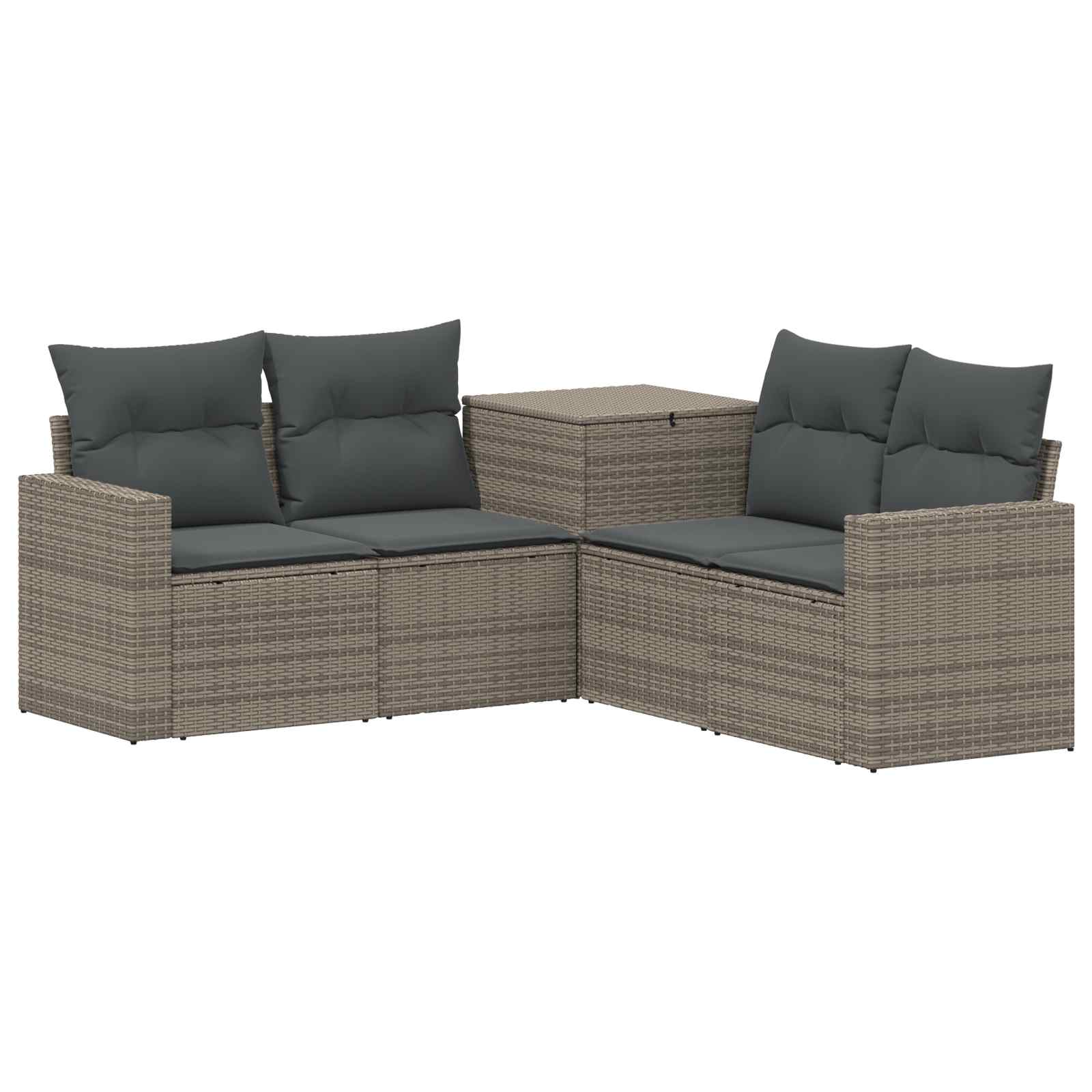 Sofa Set 5 stk. Grau und Dunkelgrau Polyrattan und Stahl