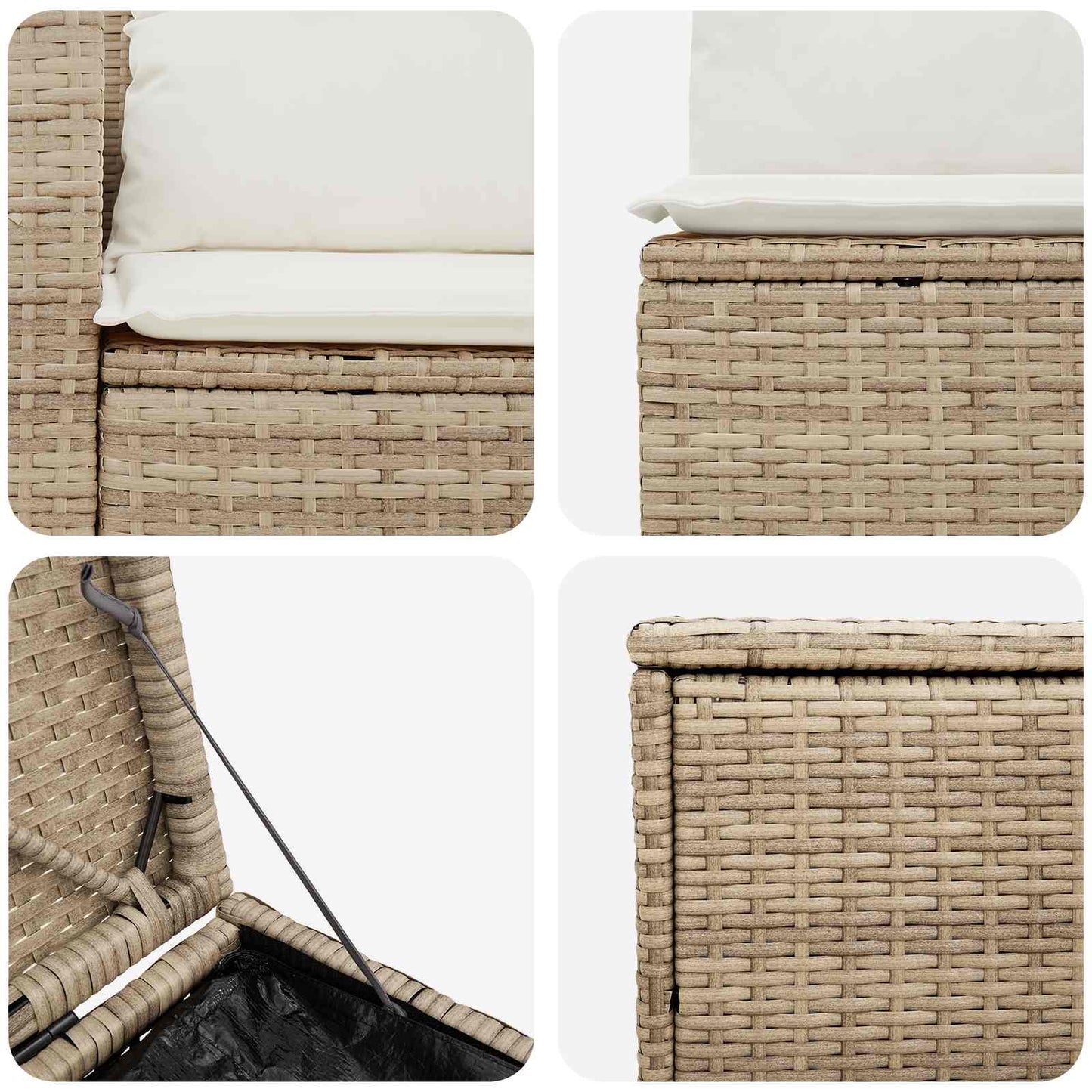 Sofa Set 5 stk. Beige und Cremeweiß Polyrattan und Stahl