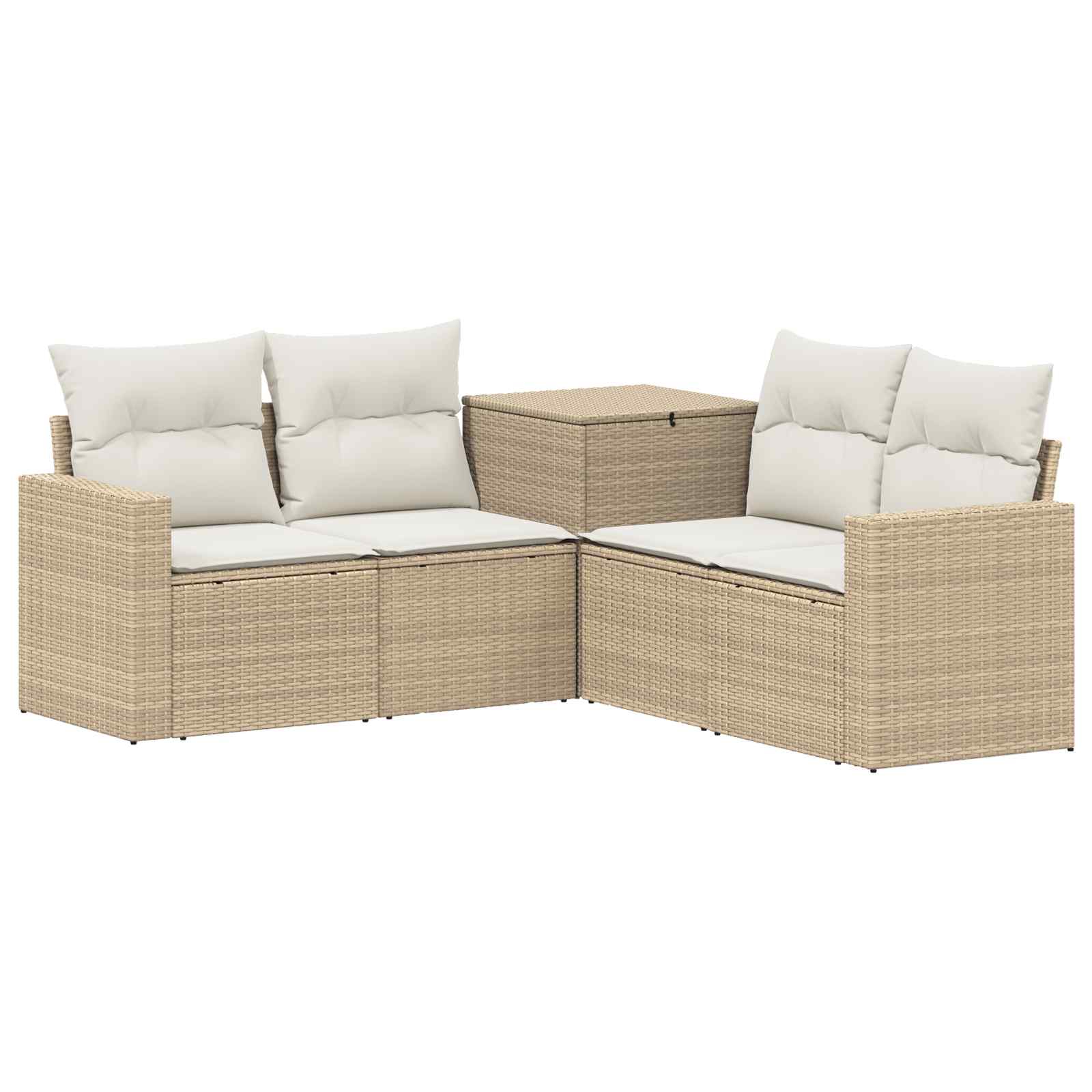 Sofa Set 5 stk. Beige und Cremeweiß Polyrattan und Stahl