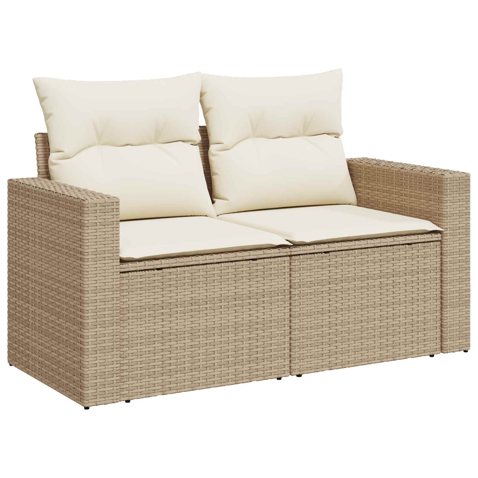 Sofa Set 5 stk. Beige und Cremeweiß Polyrattan und Stahl