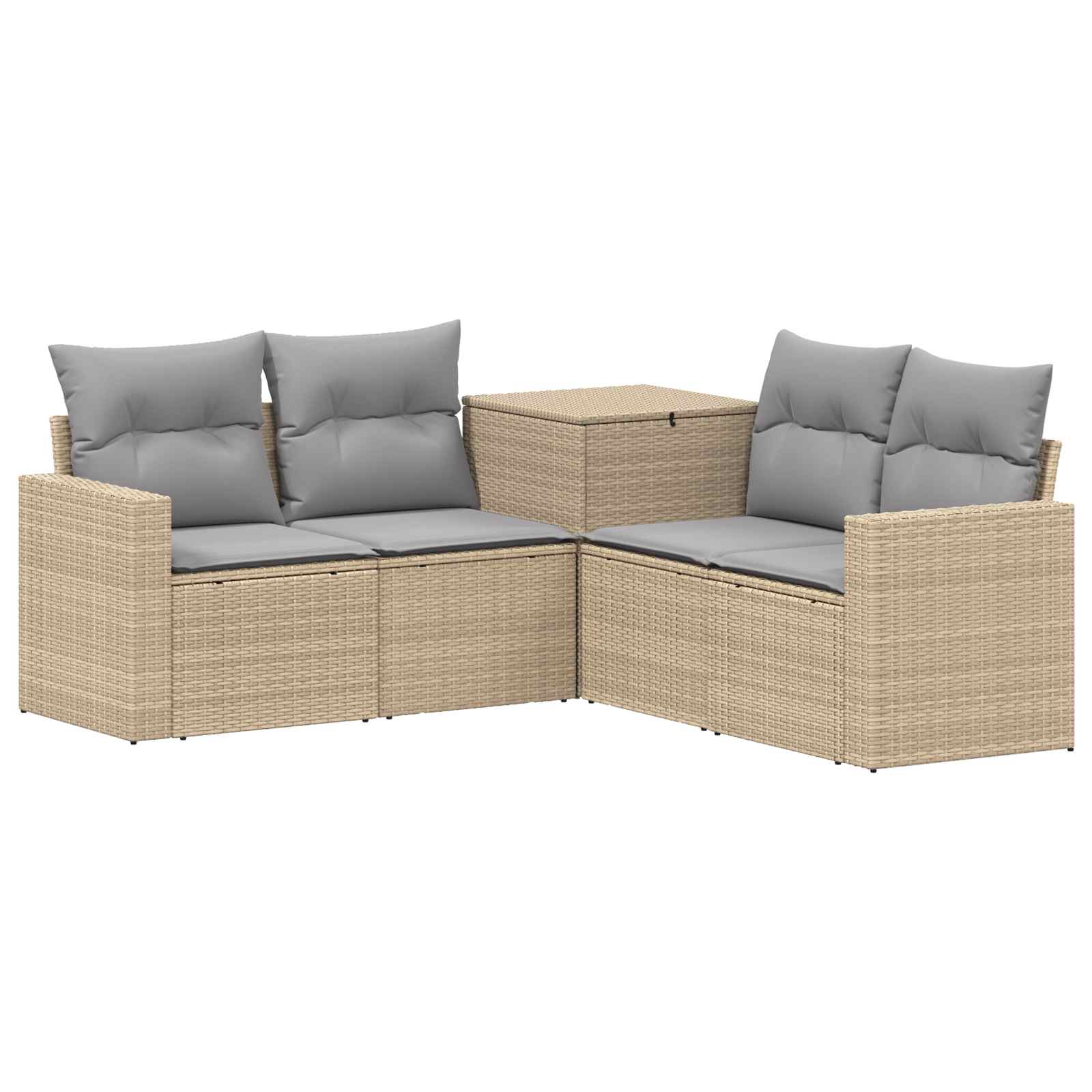 Sofa Set 5 stk. Beige und Hellgrau Polyrattan und Stahl