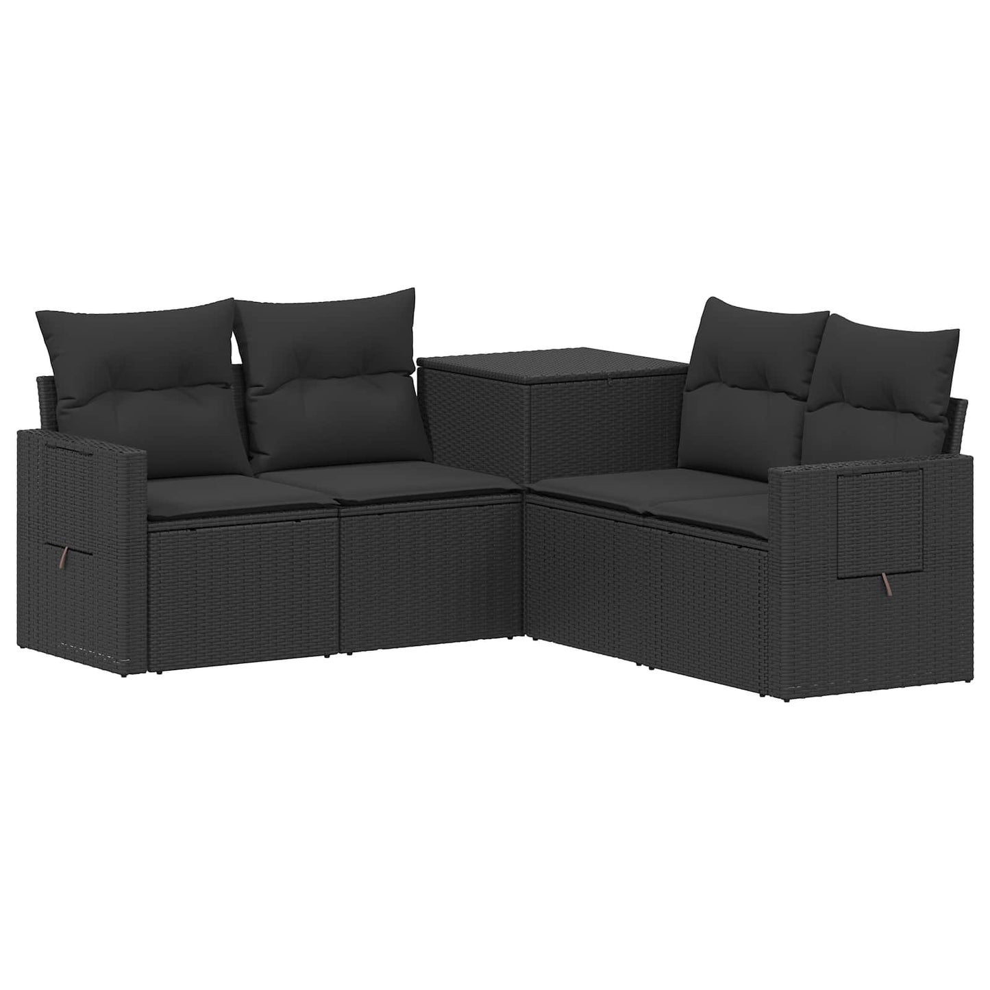 Sofa Set 5 stk. Schwarz Polyrattan und Stahl