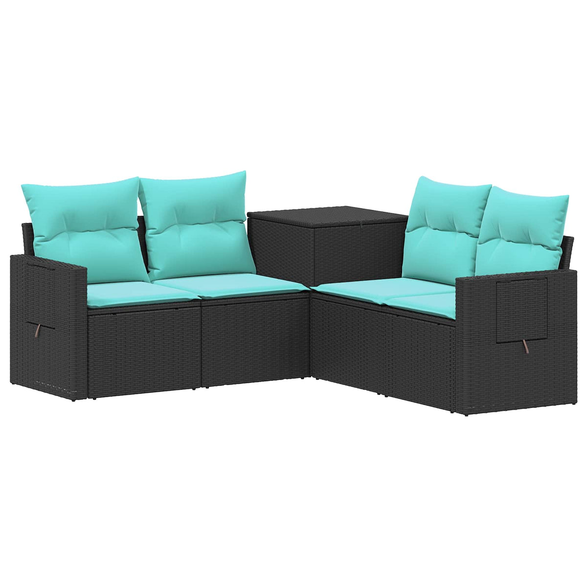 Sofa Set 5 stk. Schwarz und Blau 179 x 179 x 85 cm