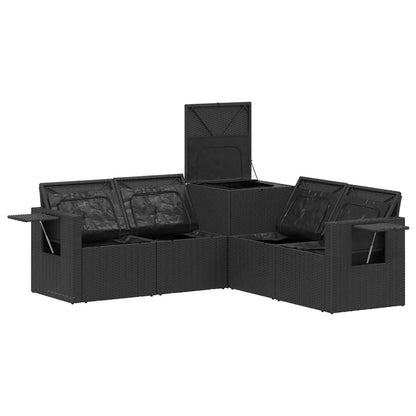 Sofa Set 5 stk. Schwarz und Blau 179 x 179 x 85 cm