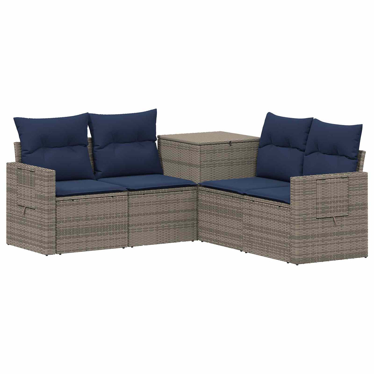Sofa Set 5 stk. Grau und Marineblau 179 x 179 x 85 cm