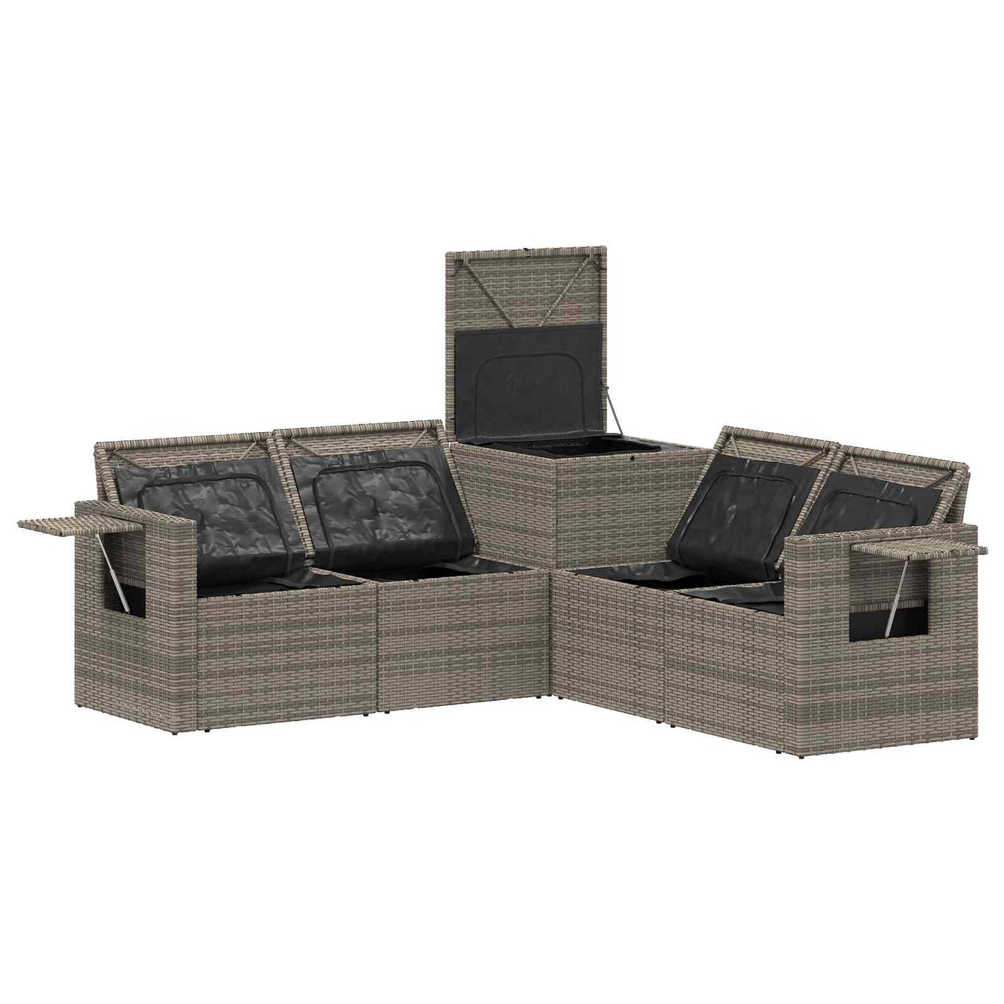 Sofa Set 5 stk. Grau und Dunkelgrau Polyrattan und Stahl