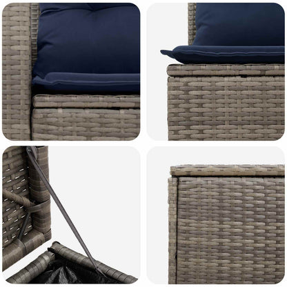 Sofa Set 5 stk. Grau und Marineblau 179 x 179 x 85 cm