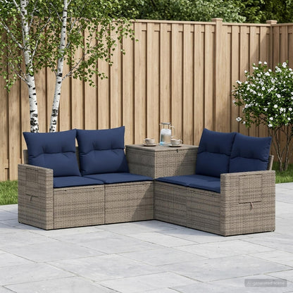 Sofa Set 5 stk. Grau und Marineblau 179 x 179 x 85 cm