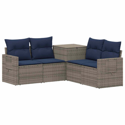 Sofa Set 5 stk. Grau und Marineblau 179 x 179 x 85 cm