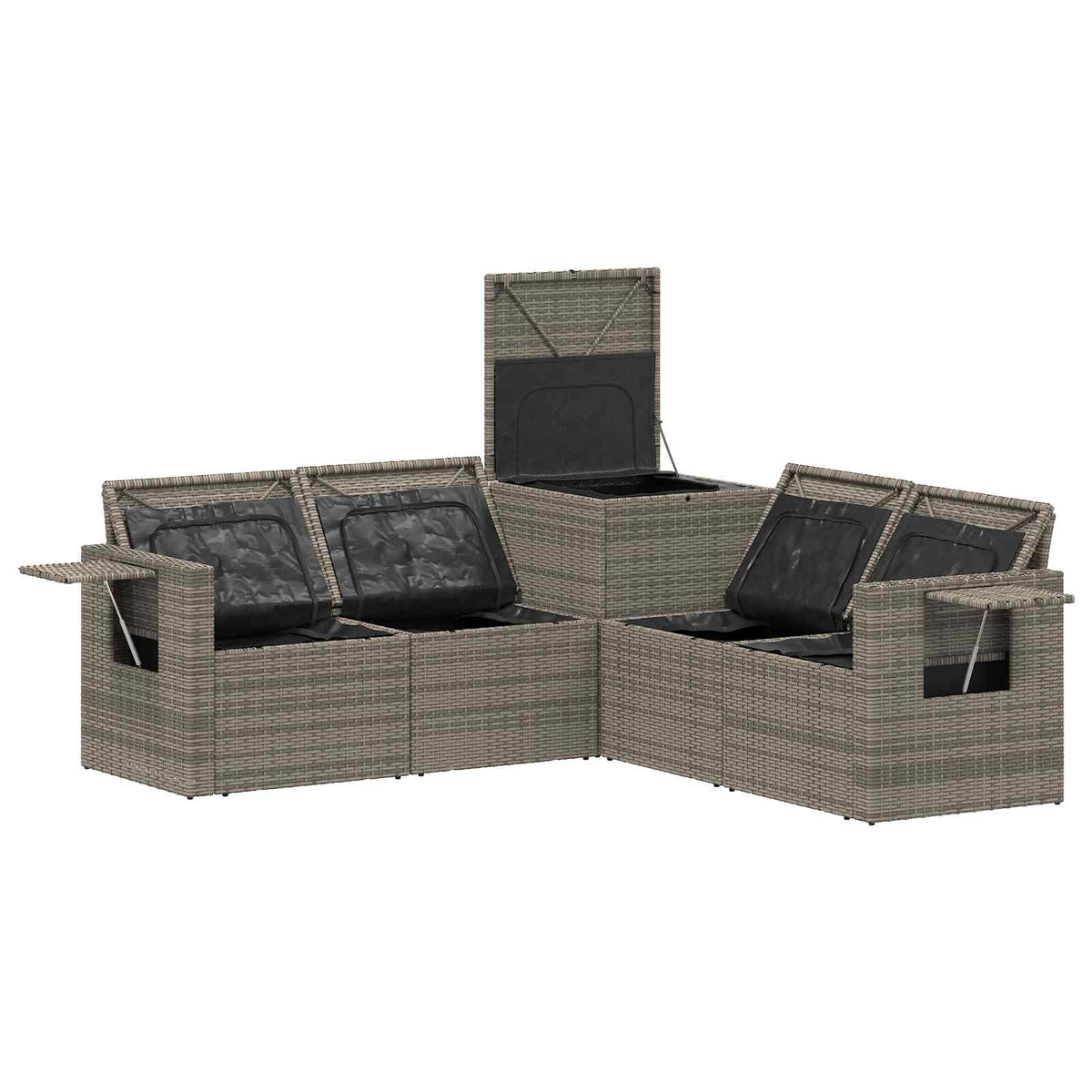 Sofa Set 5 stk. Grau und Marineblau 179 x 179 x 85 cm