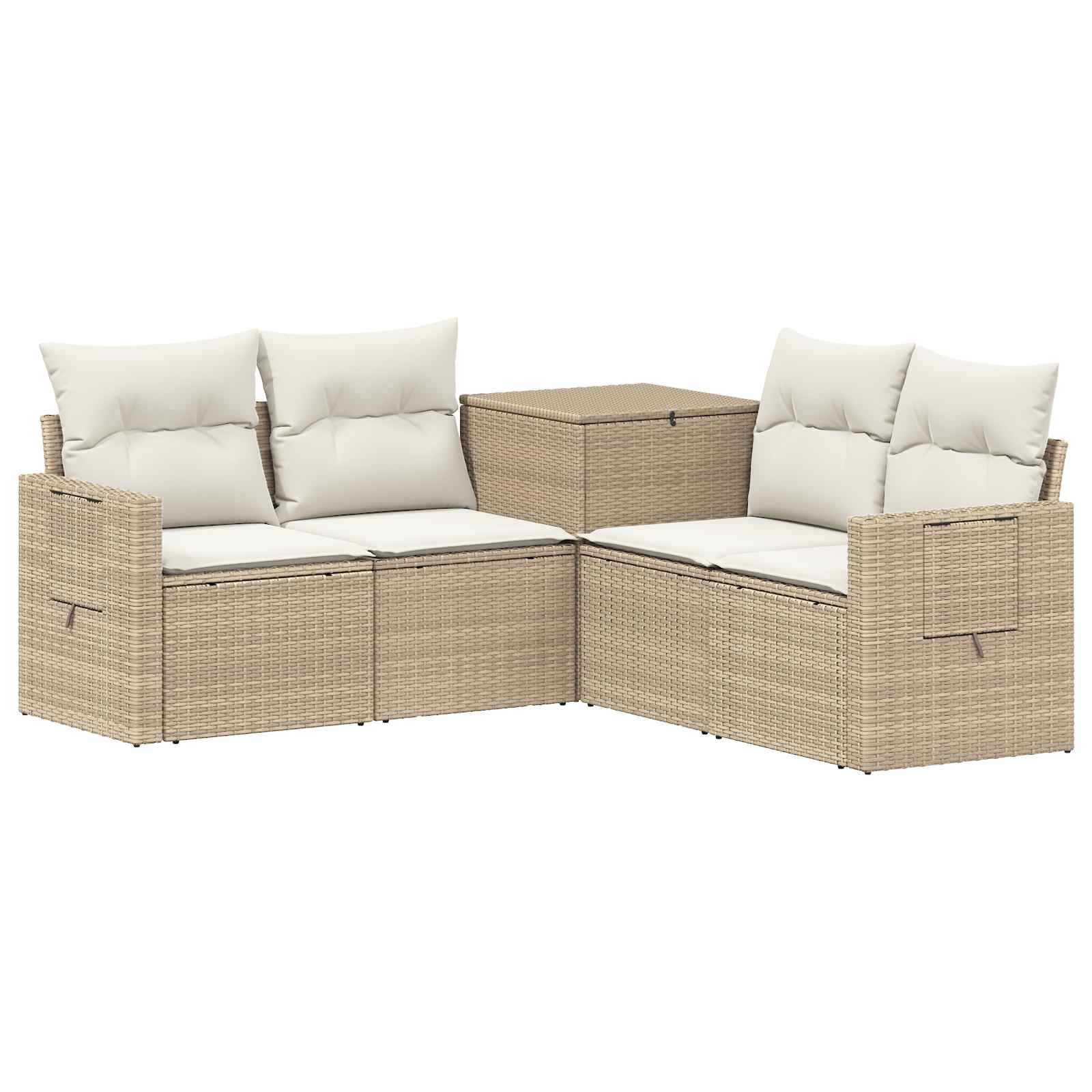 Sofa Set 5 stk. Beige und Cremeweiß Polyrattan und Stahl