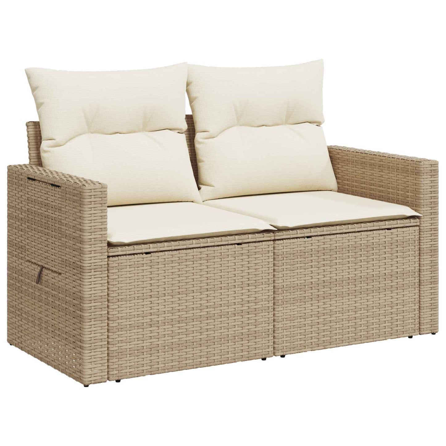 Sofa Set 5 stk. Beige und Cremeweiß Polyrattan und Stahl