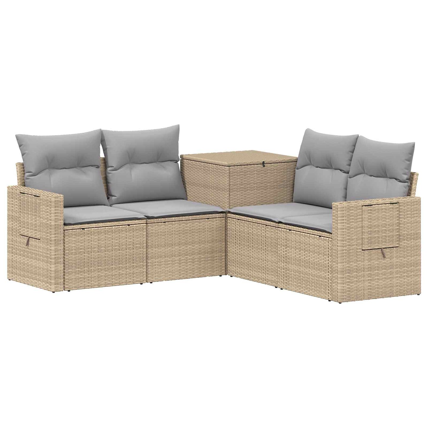 Sofa Set 5 stk. Beige und Hellgrau Polyrattan und Stahl