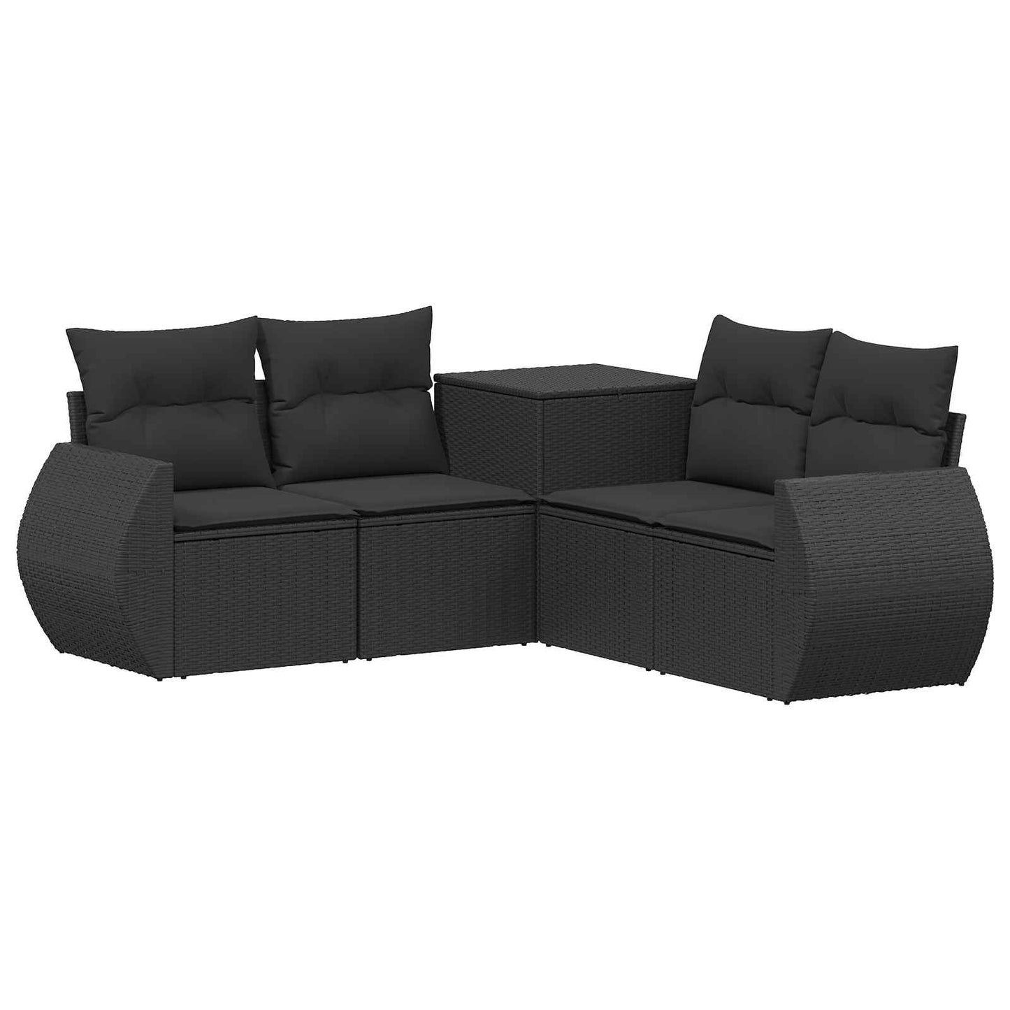 Sofa Set 5 stk. Schwarz Polyrattan und Stahl