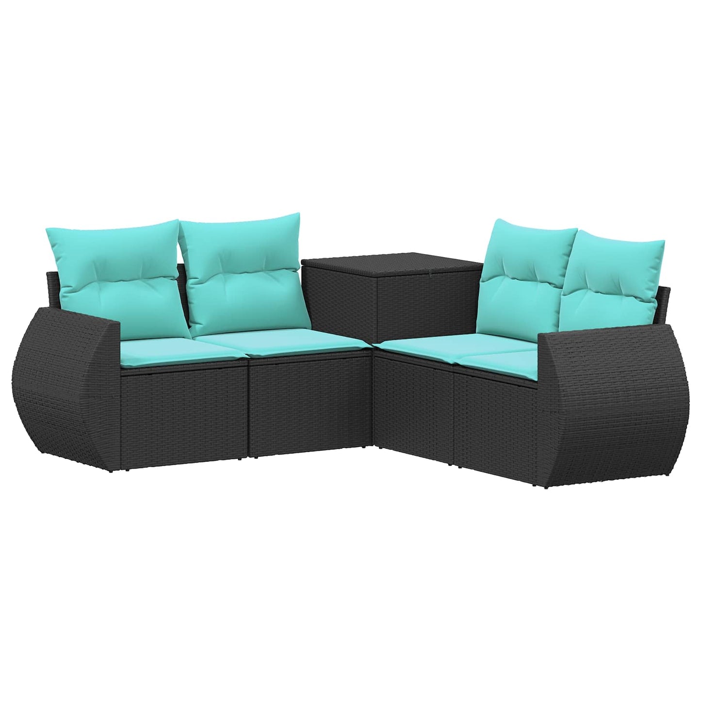 Sofa Set 5 stk. Schwarz und Blau Polyrattan und Stahl