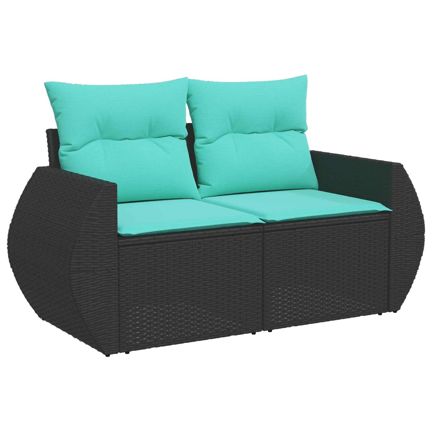 Sofa Set 5 stk. Schwarz und Blau Polyrattan und Stahl