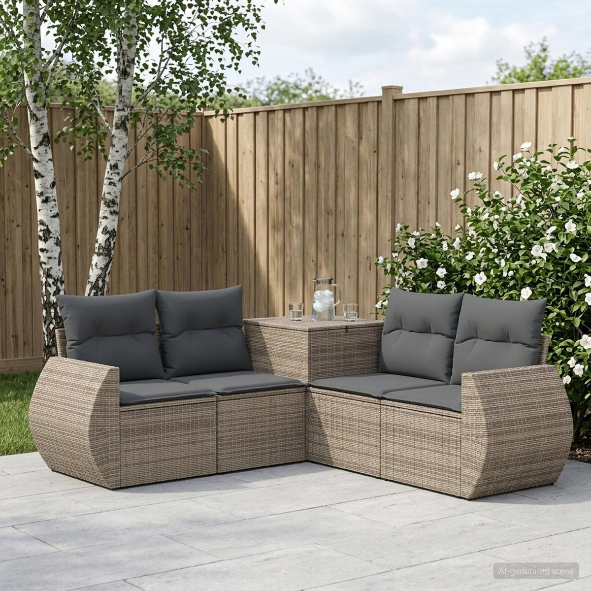 Sofa Set 5 stk. Grau und Dunkelgrau 188 x 188 x 85 cm