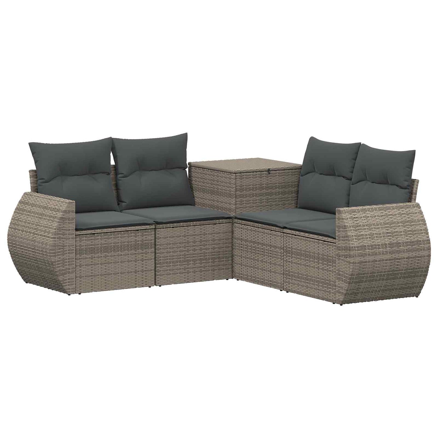 Sofa Set 5 stk. Grau und Dunkelgrau Polyrattan und Stahl