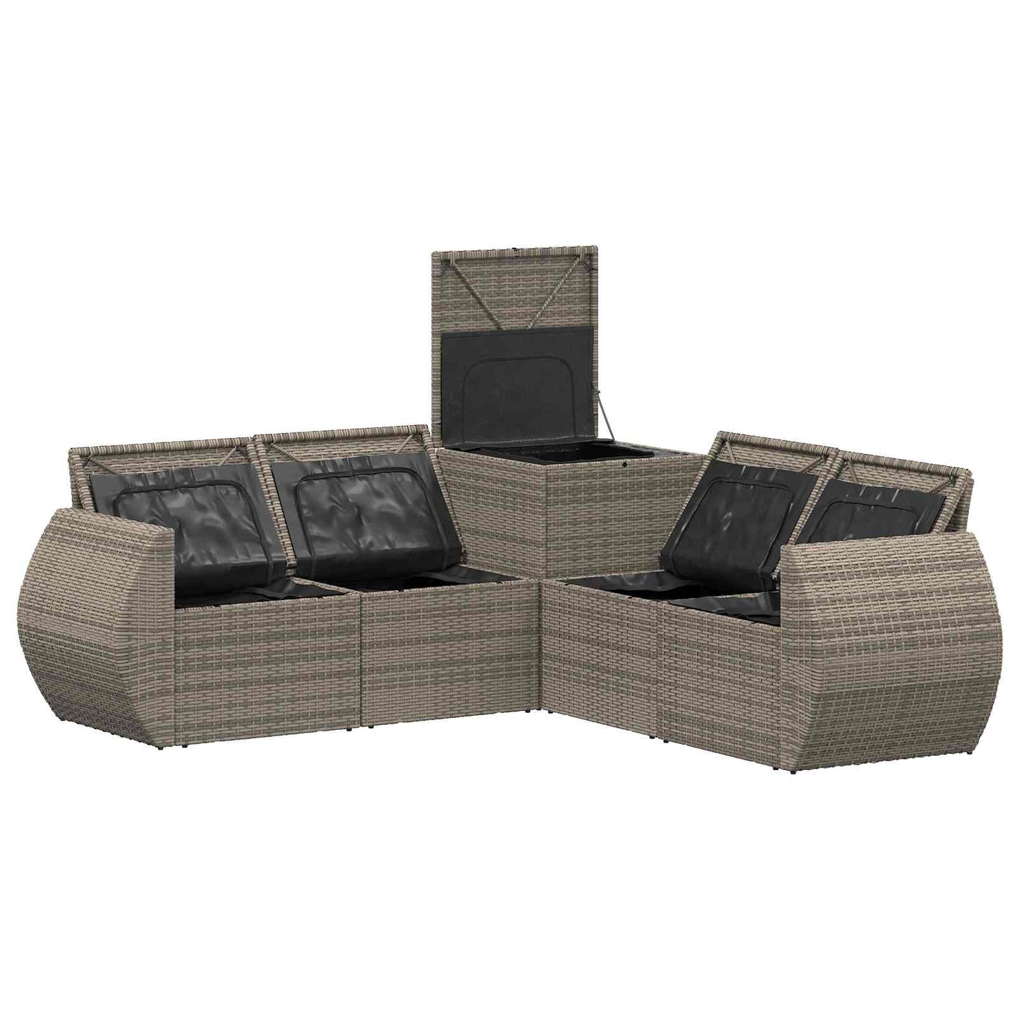 Sofa Set 5 stk. Grau und Dunkelgrau Polyrattan und Stahl