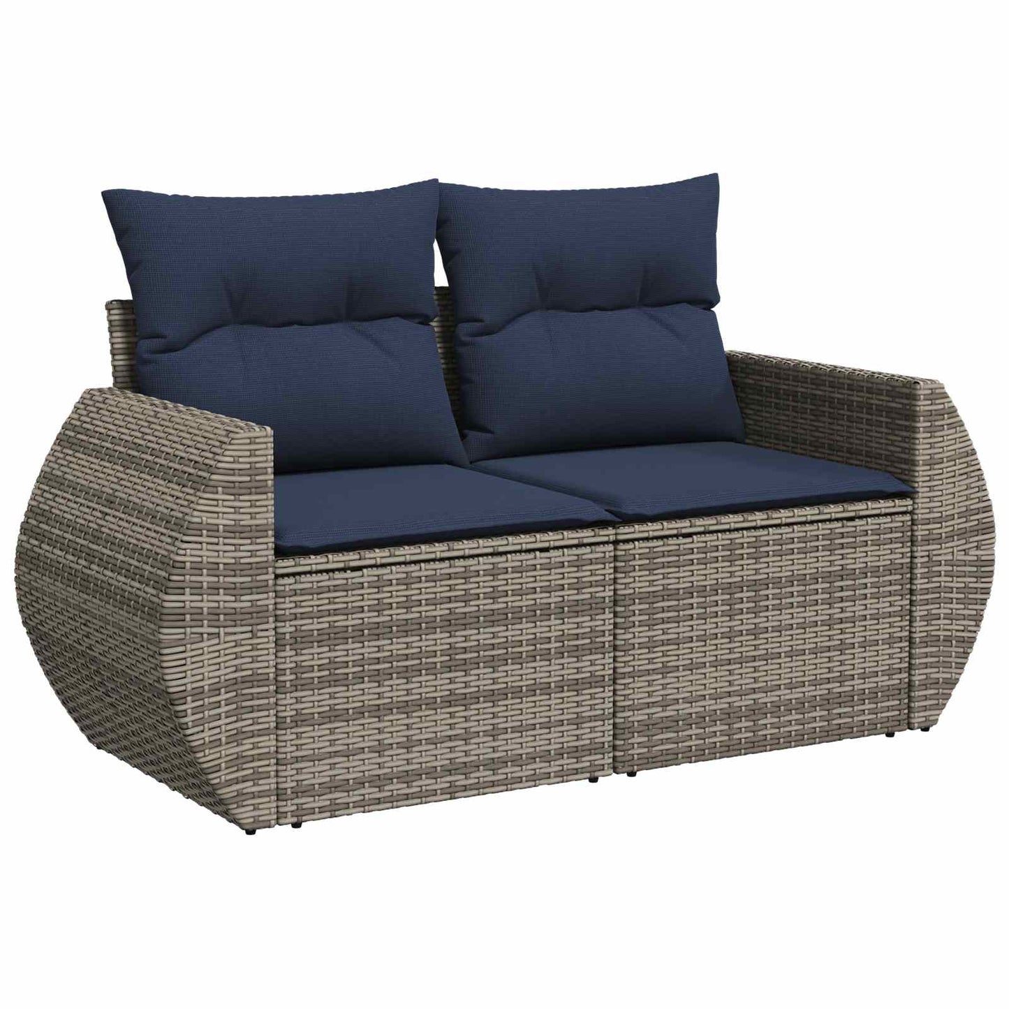 Sofa Set 5 stk. Grau und Marineblau Polyrattan und Stahl