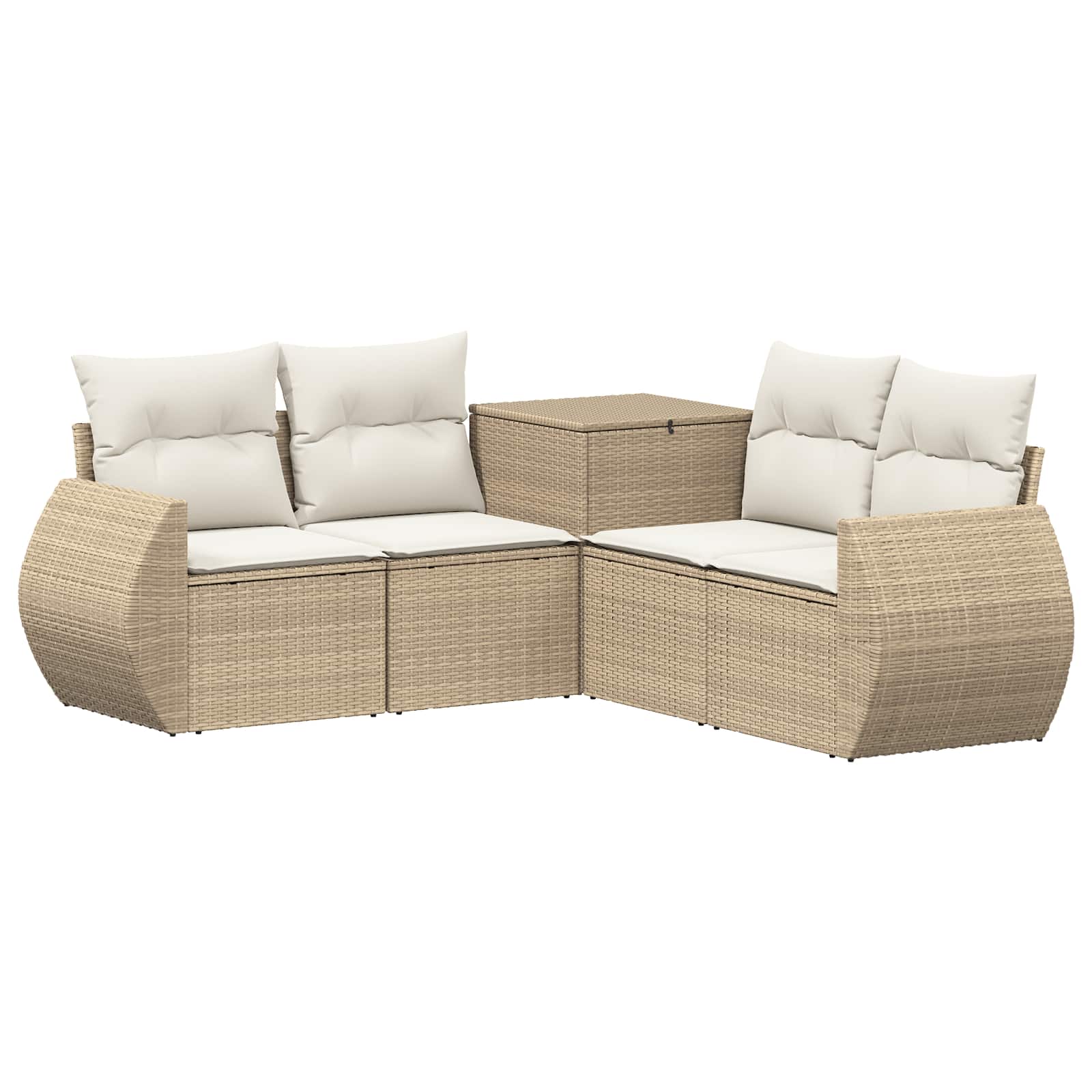 Sofa Set 5 stk. Beige und Cremeweiß Polyrattan und Stahl