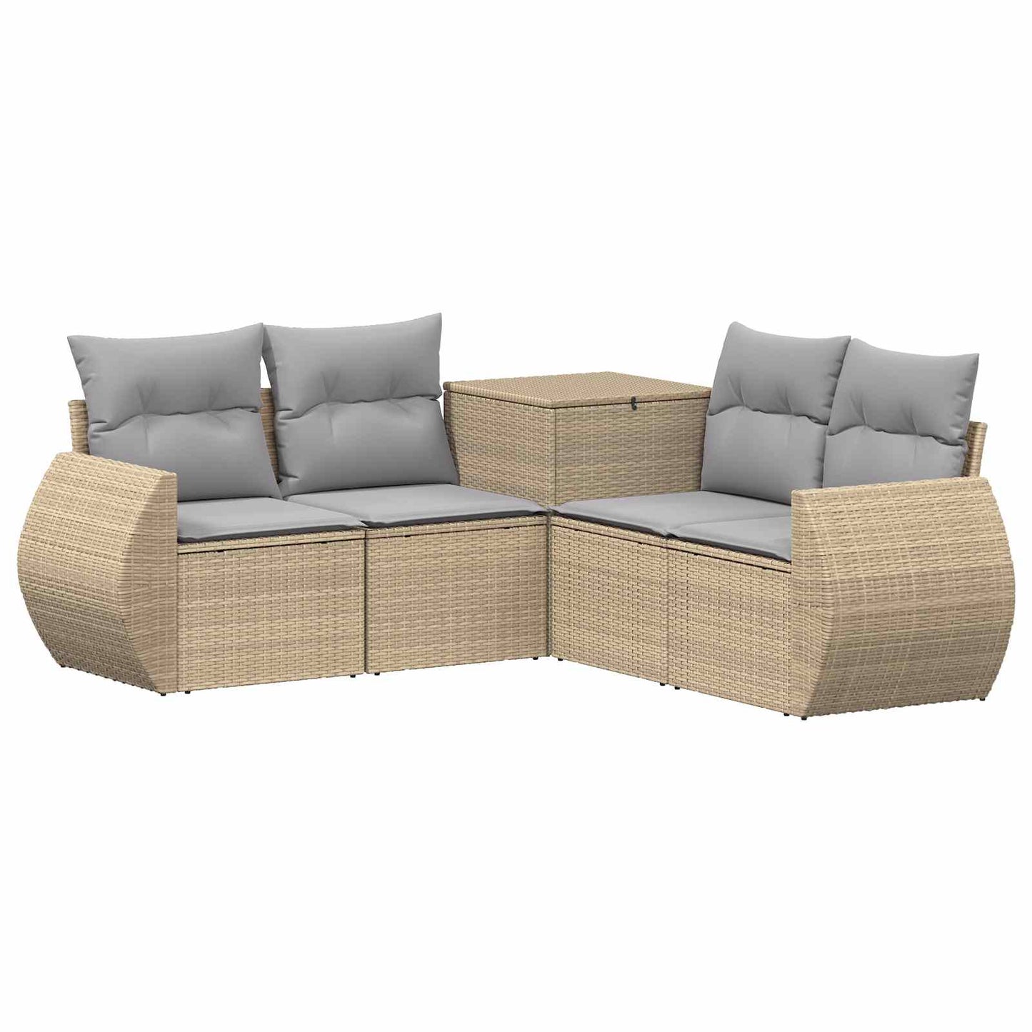 Sofa Set 5 stk. Beige und Hellgrau Polyrattan und Stahl