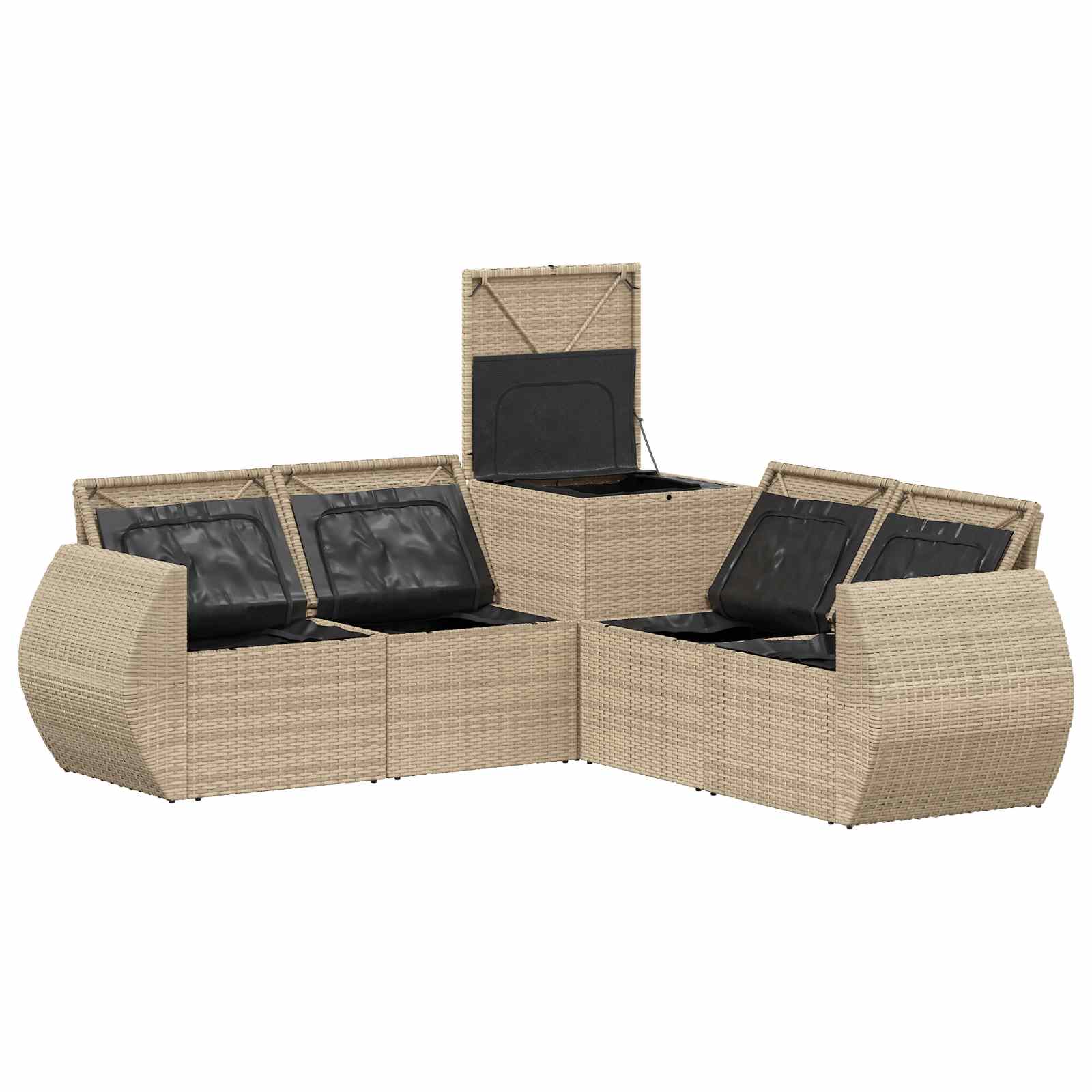 Sofa Set 5 stk. Beige und Hellgrau Polyrattan und Stahl