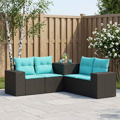 Sofa Set 5 stk. Schwarz und Blau 200 x 200 x 85 cm