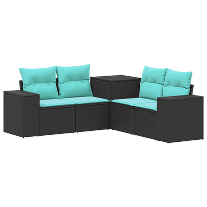 Sofa Set 5 stk. Schwarz und Blau 200 x 200 x 85 cm