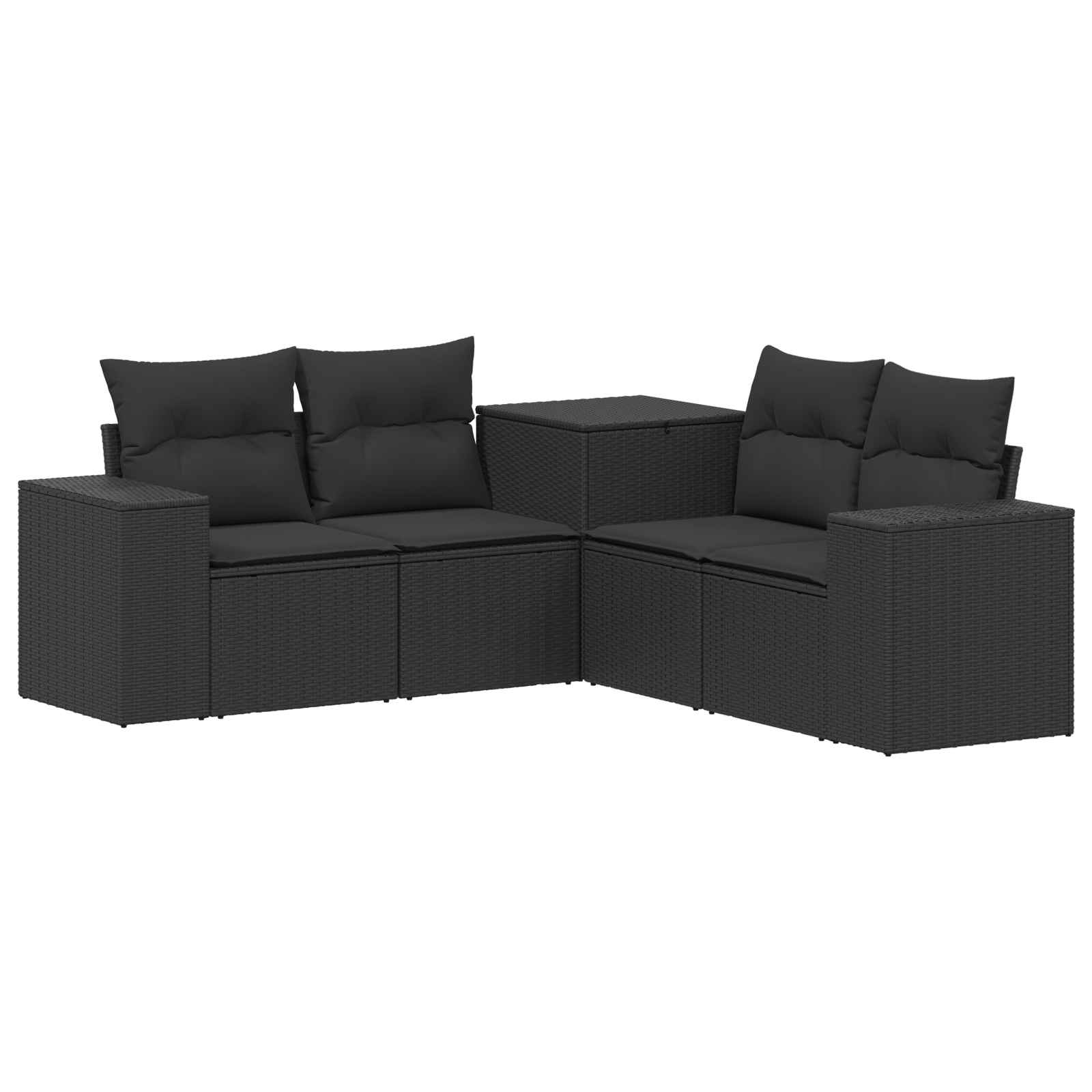 Sofa Set 5 stk. Schwarz Polyrattan und Stahl